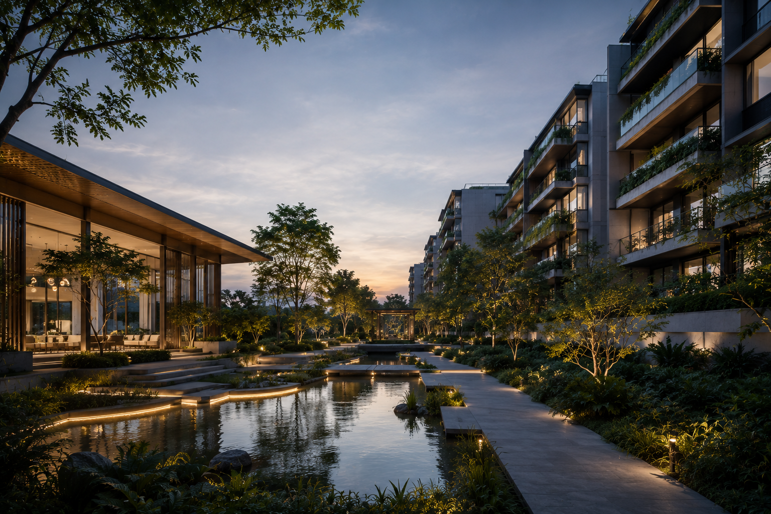 Modern development with vertical gardens